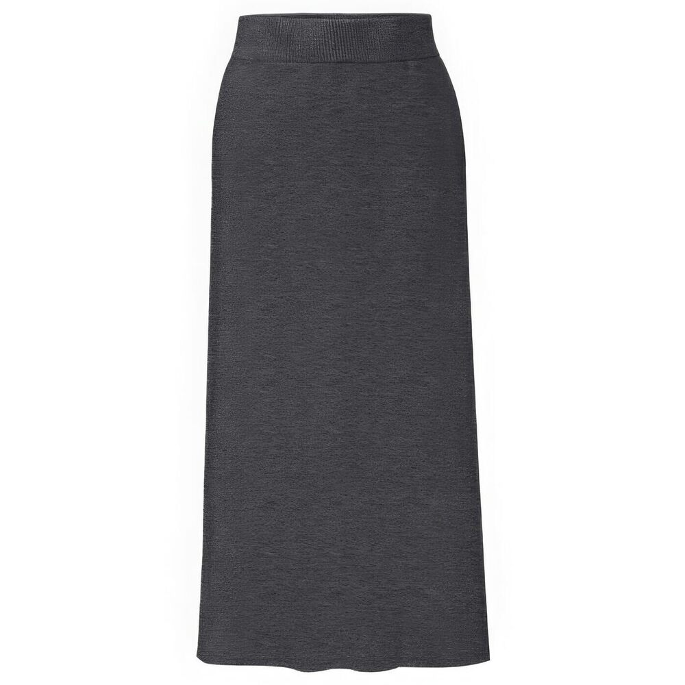 2704 Winter Warm High Waist Side Slit Wool Blend Long Skirts Rib Knit